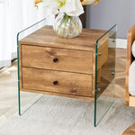 ZUN Double-drawer bedside table. The board surface is MDF sticker, and both sides are transparent W1151P191737