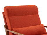 High Back Solid Wood Armrest Backrest Iron Frame Linen Indoor Leisure Chair 08337258