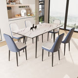 47"-63" expandable dining table set for 2-6 people, equipped with PU fabric thick cushioned dining 35681998