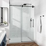 60*79" Fixed & Sliding Shower Door, Round Tube Hardware, Clear Glass Shower Door, 3/8 SGCC 66750032