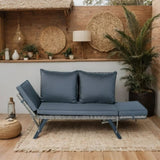 1 PCS Patio Wicker Side Foldable Bench Patio Backyard Conversation Bench Grey Wicker Dark Grey W329P285874