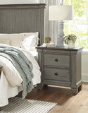 Transitional-Rustic Style Coffee and Antique Gray 2-Drawer Nightstand 1pc Flat Knobs Classic Bedroom B011P240234