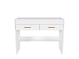 Flip Top Vanity Desk with LED Lighted Mirror & Built-in Outlet - Makeup Vanity Table with 2 Drawers, 05057211