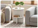 2-Tier Modern White Side End Table Engineered Wood Accent Nightstand with Open Storage Shelf 36576351
