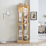 ZUN Lighted Glass Curio Display Cabinet,Display Cabinet,Glass Storage Cabinet Glass Wine cabinet Wood W2275P199811