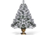 4FT Flocked Christmas Tree in Cup Pot, 211 PVC Tips, 120 Warm White Lights with 8 Modes & Remote, US 19756908