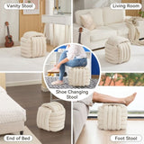 060-Chenille Fabric Modern Knot Design Ottoman Makeup Stool Footstool, Comfortable and Stylish Seat W527P239023