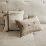 7 Piece Faux Suede Comforter Set Tan Cal King B03597131