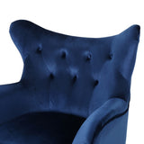 Seigfried Mid-Century Velvet Arm Chair, Navy Blue / Black, 28.5D x 34.25W x 39.75H in 56589.00NVLTNBLU