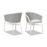 Rowan 24" Rope Barrel Back Patio Dining Chairs, Set of 2, Optic White Acrylic B2719P245966