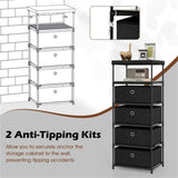 4-Drawer Fabric Storage Cabinet - Removable Foldable Drawers, Industrial Wood Top, Metal Frame with 35054697