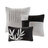 7 Piece Faux Suede Comforter Set Grey Queen B03596797