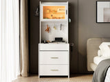 Small Vanity Desk with Mirror and LED Lights, Makeup Table with Charging Station and Storage Shelves 79311822