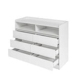 6 Drawer Dresser, White Dresser for Bedroom LED Lights, Modern Dressers & Chests of Drawers 26843851