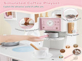 Pink Kids Coffee Kitchen Playset with Microwave Oven Stove for 3 Years Old 90229154