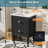 ZUN 24'' Bathroom Vanity with Ceramic Sink Combo Set, Solid Wood Frame Modern Bathroom Storage N710P195621B