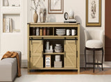 U_STYLE 59.3''Sideboard with Sliding Barn Door and Mesh Panels,Farmhouse Buffet with Open N711P347388O