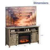 58" Gray Wash Barn Door Fireplace TV Stand for 23" Insert, Sliding Track Design 13777923