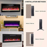 36 inch recessed ultra thin tempered glass front wall mounted electric fireplace with remote and W1769133637