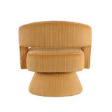 Modern Luxurious Swivel Accent Chair Yellow Soft Corduroy Upholstery Plush Seating Solid Wood B011P256233