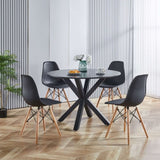 ZUN 42.1"BLACK Table Mid-century Dining Table for 4-6 people With Round Mdf Table Top, Pedestal Dining W234P143405