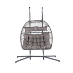 ZUN 2 Person Outdoor Rattan Hanging Chair Patio Wicker Egg Chair W87472175