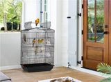 41" Four Feeders Double-Door Metal Birdcage with Slide-Out Tray, Black 52154388