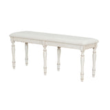 ZUN TOPMAX Vintage Traditional 50.4inch Upholstered Dining Bench with 6 Solid Wood Legs, Cream N717P170409D