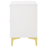 White and Gold 2-Drawer Rectangular Nightstand B062P145600
