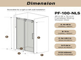 Frameless Single sliding shower door 48 "W x 76" H, 1/4 " Clear Tempered Glass, Explosion W1675P412310
