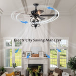 ZUN 52 inch 4 Lights Ceiling Fan with 5 Wood Blades, Two-color fan blade, AC Motor, Remote Control, W1592P162681