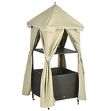 Portability Poolside Towel Holder Rack with Covered -Beige 59728730