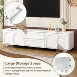 ON-TREND Cream Style TV Stand with Arched Doors & 2 Drawers for TVs up to 75", Minimalist Media N721P205779K