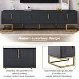 ON-TREND Modern TV Stand Metal Legs and Gold Handles for TVs Up to 80'', Media Console Table WF325614AAB