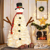 4ft Pre-lit Christmas Tree with 100 Lights, Snowman-Shaped Artificial Christmas Tree, Xmas Tree with 18182047