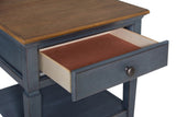 24 inch End Table, No Assembly Required, Corduroy Blue Finish B108P193074