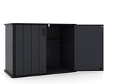 23.5 Cu.ft Outdoor Storage Shed with Lockable Door, PP HDPE Horizontal Garden Tool Cabinet - Black 55373418