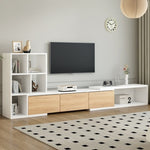 ZUN 74.8''-126'' Extendable TV Stand with 3 Tier Bookshelves for TVs up to 110'', Adjustable 00863000