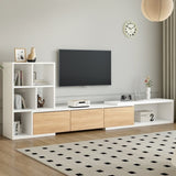 ZUN 74.8''-126'' Extendable TV Stand with 3 Tier Bookshelves for TVs up to 110'', Adjustable 00863000