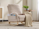Modern Accent Rocking Chair Rocking Chair with Solid Wood Legs, Upholstered Nursery Glider Rocker, 00466721