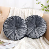 ZUN 2 PCS Pumpkin Pleated Round Throw Pillows for Chair Sofa Home Decor 66684575