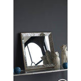 ZUN 24" x 24" Antique Silver Square Mirror with Floral Accents, Decorative Display Tray, Hanging Mirror, W2078124349