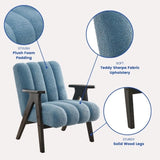 Rella Modern Teddy Sherpa Accent Chair with Espresso Wood Frame T2574P241336