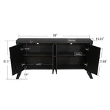 Refined Industrial 4-Door Credenza with Wooden Arc Legs & Bronze Clasps Advanced Storage Design, W1445P256466