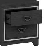 Elegant Nightstand with Metal Handle and Sparkling Shiny Decoration, Bedside Table with 2 Drawers WF531200AAB