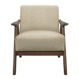 Modern Home Furniture Light Brown Fabric Upholstered 1pc Accent Chair Walnut Finish Wood Cushion B011103385