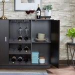 ZUN Espresso 2-Door Wine Cabinet B062P209331