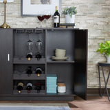 ZUN Espresso 2-Door Wine Cabinet B062P209331