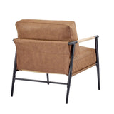 27.56" Modern Accent Chair with Plush Cushions, Minimalist Metal Frame, and Wooden Armrest Design N767P215306C