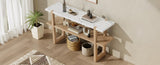 TREXM Retro Elegant Console Table with Marble-Effect Top and Versatile Storage Solutions for N715P196906D